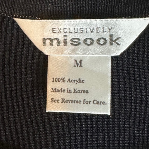 Misook Black Knit Maxi Dress Short Sleeve Scoop Neck Side Slits Size M Korea - Picture 5 of 9